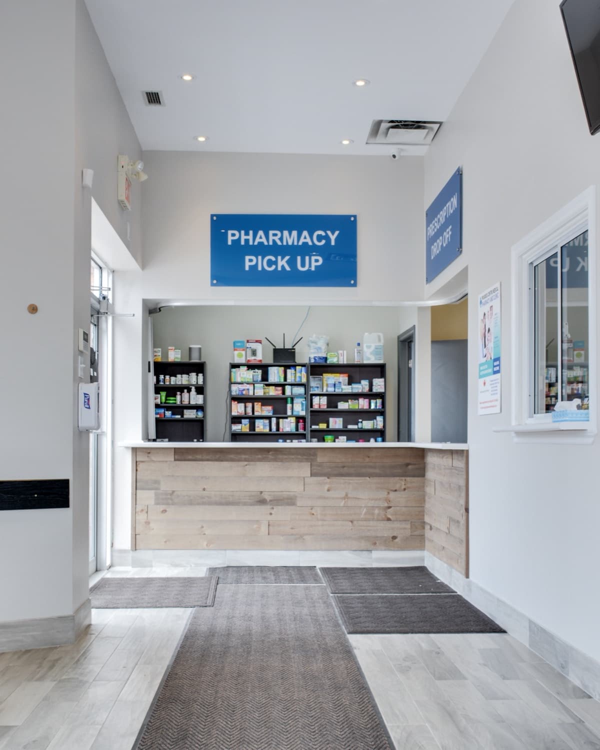 Pharmacy pick-up counter at Progress Centre Medical, Scarborough